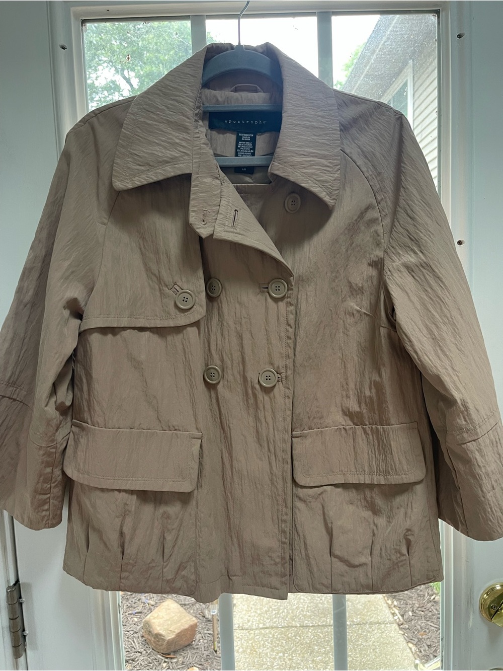 Apostrophe Double-Breasted Light Beige Trench Jacket